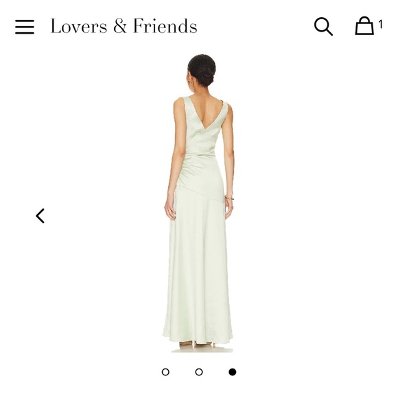NWT Lovers and Friends Dawn Gown Sage Green draped satin maxi dress Revolve S - Picture 4 of 14